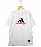 BALENCIAGA×adidas バレンシアガ×アディダス 731769 クルーネック ロゴ刺繍 半袖 オーバーサイズ Tシャツ 1 WHITE(ホワイト)
