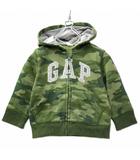 ベビーギャップ BABY GAP 裏起毛 迷彩 ロゴ フルジップ パーカー 18-24m(80-90cm相当) グリーン