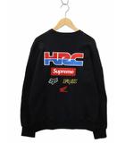 シュプリーム SUPREME Supreme×HONDA シュプリーム×ホンダ FOX RACING CREWNECK クルーネック ロゴ 刺繍 スウェット トレーナー L BLACK(ブラック)