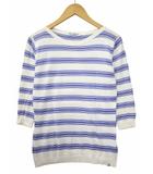 ジョンスメドレー JOHN SMEDLEY 7分袖 ボーダー ニット カットソー M WHITE/BLUE(ホワイト/ブルー) 春秋