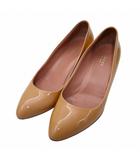 グッチ GUCCI アーモンドトゥ パテント プレーンパンプス 22.5cm APRICOT(アプリコット)