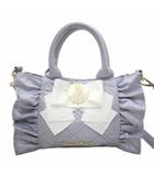  メゾンドフルール Maison de FLEUR ローズ2Wayキルティングミニトートバッグ サテンバッグ グレイッシュブルー