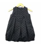  Cottoli コットン フロッキードット ノースリーブ ワンピース 110 ブラック