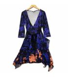 ダイアンフォンファステンバーグ DIANE von FURSTENBERG シフォンフリルスカート ラップ ワンピース 4 ブルー