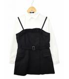 コムサ COMME CA ストレッチトロ ビスチェ付き ブラウス 9(M) BLACK/WHITE(ブラック/ホワイト) 春夏秋