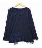 かぎ針レース コットン ロンTシャツ カットソー F ネイビー