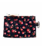キャスキッドソン Cath Kidston 小花柄 リトルローズ キーリング付き ポケットポーチ ネイビー