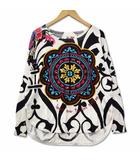 デシグアル Desigual ラメ スパンコール装飾 ヘムライン レーヨンニット トップス プルオーバー EUR S