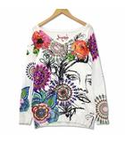 デシグアル Desigual Vネック 花柄 レーヨンニット トップス プルオーバー EUR L