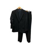 バーバリー ロンドン BURBERRY LONDON スーツ セットアップ シングル ビジネス フォーマル ストライプ ジャケット パンツ 羊毛 日本製 L 黒 ブラック