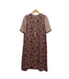  オーモンド HAUTMONDE ワンピース ひざ丈 半袖 クルーネック 花柄 57021-005-00 M 赤 レッド 茶 ブラウン