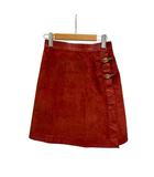 グッチ GUCCI ミニスカート オールドグッチ スエード 44 赤 レッド ゴールド