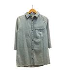 girls シャツ 長袖 デニム 総柄 コットン 4676/611/406 152 ライトブルー 白 ホワイト