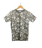 Tシャツ 半袖 クルーネック 総柄 コットン C01-26905 S グレー 白 ホワイト