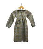  アルカンシェル Arc-em-ciel ワンピース ひざ丈 長袖 チェック ウール 5A ライトブルー 黄 イエロー