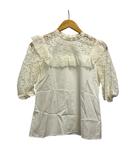 バーバリーブルーレーベル BURBERRY BLUE LABEL ブラウス 半袖 クルーネック レース コットン 55M37-136-02 36 アイボリー