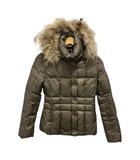 ダウンジャケット 長袖 フード 無地 フェザー混 36 カーキ