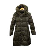 ロングダウンジャケット 長袖 フード 無地 38 カーキ