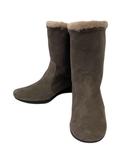  section d'or compo セクションドール ブーツ ショート 2WAY ラウンドトゥ ミドルヒール スエード 無地 裏ボア 22.5 ピンクグレー グレー