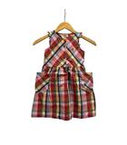 ファミリア Familiar ワンピース ノースリーブ クルーネック チェック コットン 110 赤 レッド マルチカラー