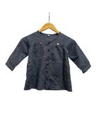 無印良品 良品計画 ブラウス 長袖 クルーネック パッチ付き コットン 334238-613 100 紺 ネイビー 赤 レッド