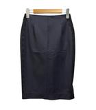 ニナリッチ NINA RICCI スカート タイト タック サイドレース 膝丈 無地 36 紺 ネイビー 黒 ブラック