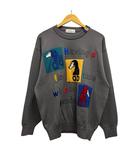 アダバット adabat ニット セーター 長袖 総柄 ウール 日本製 082-13204 グレー マルチカラー