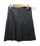プラダスポーツ PRADA SPORT スカート プリーツ フレア ウール混 カットオフ ひざ丈 36 チャコールグレー