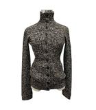 アンドドルチェ&ガッバーナ ドルガバ & DOLCE&GABBANA ニット セーター カーディガン モックネック ウール リブ ミックス 長袖 38 茶 ブラウン