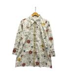 シャツ 長袖 花柄 コットン 173609 L 白 ホワイト マルチカラー