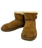 アグ オーストラリア UGG australia F19011L ムートンブーツ ショートブーツ ラウンドトゥ フラット 裏ボア 無地 ミニベイリー ボタン US8 250 25.0cm 茶 ブラウン キャメル