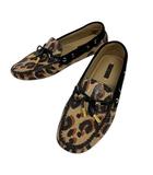 ルイヴィトン LOUIS VUITTON ND0123 ローファー モカシン リボン レオパード柄 M37 茶 ブラウン 黒 ブラック