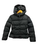 ダウンジャケット 長袖 フード フェザー混 フォックス 無地 1 黒 ブラック