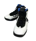 ナイキ NIKE AIR JORDAN 10 RETRO 310806-108 海外限定 スニーカー ハイカット レースアップ レザー ワンポイント 24.5cm 白 ホワイト 青 ブルー 黒 ブラック