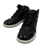 ナイキ NIKE エアジョーダン1ミッド ハイカット ロゴ 無地 DV1337-004 24.5 黒 ブラック