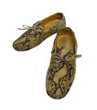 ボエモス BOEMOS モカシン デッキシューズ スリッポン パイソン柄 42 ベージュ