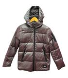 ワスク WASK ダウンジャケット 長袖 フード 無地 内総柄 ロゴ フェザー混 160 パープルブラウン