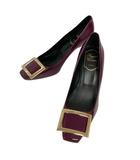 ロジェヴィヴィエ ROGER VIVIER ベル ヴィヴィエ パンプス エナメル スクエアトゥ バックル 35.5 紫 パープル ボルドー
