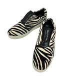 プラダスポーツ PRADA SPORT スニーカー スリッポン ハラコ アニマル 35.5 白 ホワイト 黒 ブラック