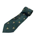 ラルフローレン RALPH LAUREN ネクタイ レギュラータイ 総柄 絹 シルク 光沢 ダークグリーン 黄 イエロー 茶 ブラウン マルチカラー