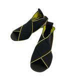 ボッテガヴェネタ BOTTEGA VENETA サンダル シューズ ジャカードロゴ チャンキーヒール 35.5 黒 ブラック 黄 イエロー