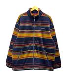 シュプリーム SUPREME 24FW Stripe Zip Up Fleece Jacket フリースジャケット ボーダー ワンポイントロゴ 刺繍 長袖 XL 紺 ネイビー オレンジ