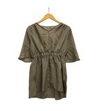 シャツ 半袖 Vネック 無地 250ESB30-559E S カーキ