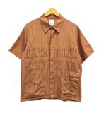 ビズビム VISVIM シャツ ストライプ コットン シルク混 0120105011018 半袖 3 茶 ブラウン 黄 イエロー