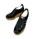 グッチ GUCCI ×アディダス adidas 725627 ガゼル パテントレザー シューズ ウェッジソール スエード 36.5 黒 ブラック
