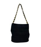 サルヴァトーレフェラガモ Salvatore Ferragamo トートバッグ AU-21-5667 肩掛け チェーン 無地 フリル キャンバス イタリア製 マグネット開閉 ブラック 黒 ゴールド 金