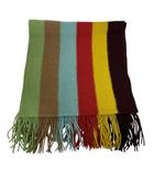 マフラー ボーダー フリンジ カシミヤ マルチカラー