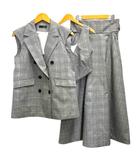 スタイリング styling/ セットアップ ベスト スカート ビスチェ 3ピース グレンチェック ウール混 0 グレー