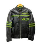 アヴィレックス AVIREX レーシングジャケット ライダースジャケット シングル ロゴ 長袖 M 黒 ブラック 緑 グリーン