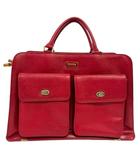 レノマ renoma ボストンバッグ ショルダーバッグ トートバッグ スクエア 大容量 ロゴ 無地 フラップ ファスナー開閉 赤 レッド ゴールド